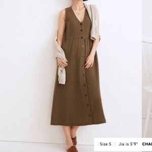 Green Madewell Lightspun Button-Front Tank Midi Dress